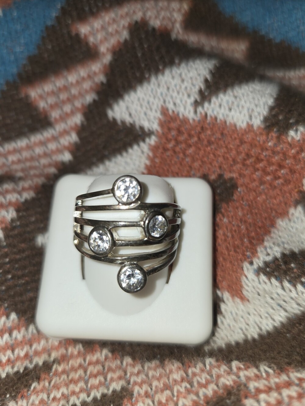 Steeling Silver Multi-Row Cubic Zirconia Stacked Ring - Clear